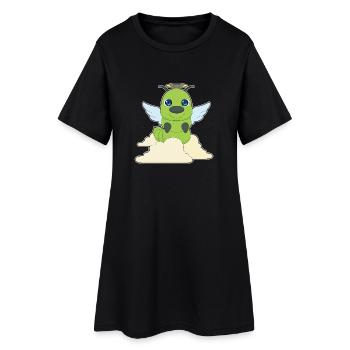 Raupe Engelsflügel - Frauen T-Shirt-Kleid - Schwarz - Vorne