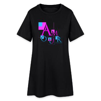 Amour Géométrique | Design Rose & Bleu Moderne - Robe T-shirt Femme - noir - Devant
