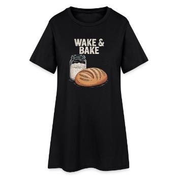 Sauerteig-Aufwachen und Backen - Frauen T-Shirt-Kleid - Schwarz - Vorne