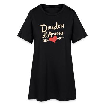 Doudou d'Amour Valentine's Day, Cute Romantic - Robe T-shirt Femme - noir - Devant
