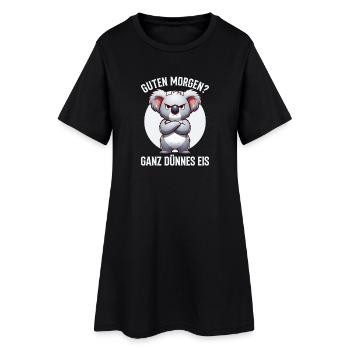 Bonjour, très mince koala à glace, endormis - Robe T-shirt Femme - noir - Devant