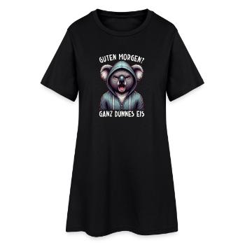 Bonjour, très mince koala à glace, endormis - Robe T-shirt Femme - noir - Devant