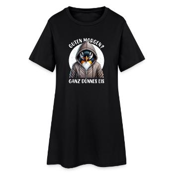 Guten Morgen Ganz Dünnes Eis Pinguin Schlafmützen - Women’s T-Shirt Dress - black - Front