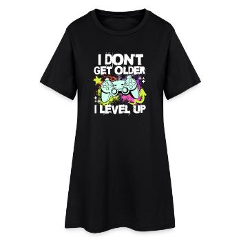 Ich Level Up statt älter zu werd– Controller Motiv - Frauen T-Shirt-Kleid - Schwarz - Vorne