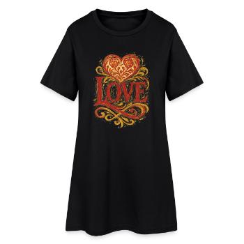Love - Heart - Valentine's Day - Wedding - Women’s T-Shirt Dress - black - Front