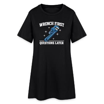 Chuchoteur de tuyaux, plombier, cadeau humoristique - Robe T-shirt Femme - noir - Devant