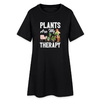 Amoureux des plantes, les plantes sont ma thérapie - Robe T-shirt Femme - noir - Devant