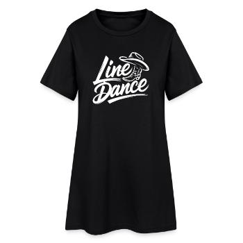 Line Dance – Country Western Tanz - Frauen T-Shirt-Kleid - Schwarz - Vorne
