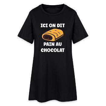 ici on dit pain au chocolat - Robe T-shirt Femme - noir - Devant