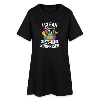 Un motif de propreté drôle et de travail d’équipe en plâtre - Robe T-shirt Femme - noir - Devant