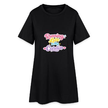 Courir en retard est mon cardio – un t-shirt statement - Robe T-shirt Femme - noir - Devant