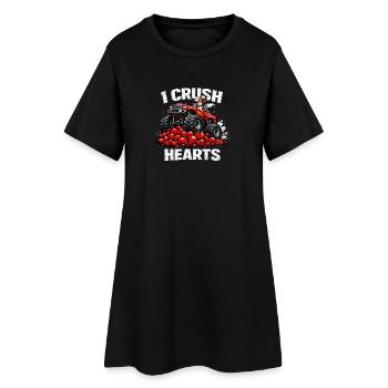Valentinstag Ich zerstöre Hearts Hundewelpenmonster - Frauen T-Shirt-Kleid - Schwarz - Vorne