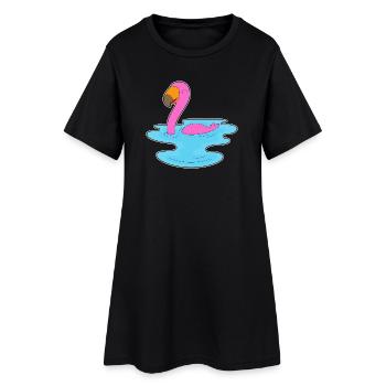 Natation au flamant rose - Robe T-shirt Femme - noir - Devant