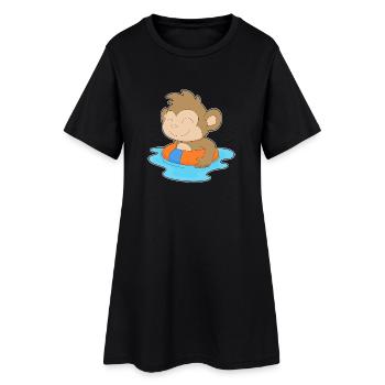 Été de la nage dans le ring de nage des singes - Robe T-shirt Femme - noir - Devant