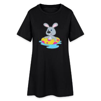 Hase Schwimmen Schwimmring Sommer - Frauen T-Shirt-Kleid - Schwarz - Vorne