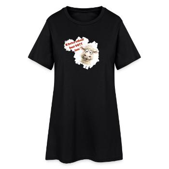 Dessin animé drôle de mouton avec texte rouge - Robe T-shirt Femme - noir - Devant