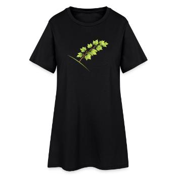 Leaf Branch Maple - Watercolor - Women’s T-Shirt Dress - black - Front