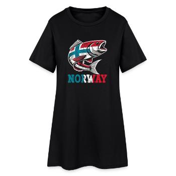 Norway Fischer Fish Angeln Angler Norwegen - Frauen T-Shirt-Kleid - Schwarz - Vorne