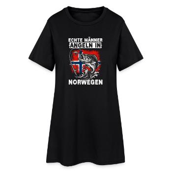 Real Men Fishing In Norway Angler Fisher - Women’s T-Shirt Dress - black - Front
