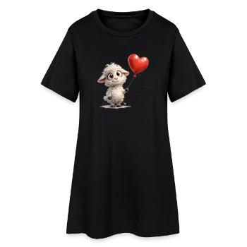 Agneau avec ballon en forme de cœur - Robe T-shirt Femme - noir - Devant