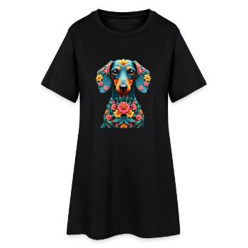 Dackel teckel teckel tekel - Robe T-shirt Femme - noir - Devant