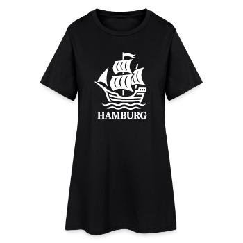 Hamburg Kogge – Maritimes Segelschiff  - Frauen T-Shirt-Kleid - Schwarz - Vorne