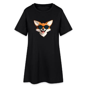 Cheerful fox with sunglasses - Women’s T-Shirt Dress - black - Front