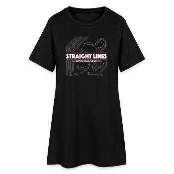 Gerade Linien statt Kurven - Frauen T-Shirt-Kleid - Schwarz - Vorne