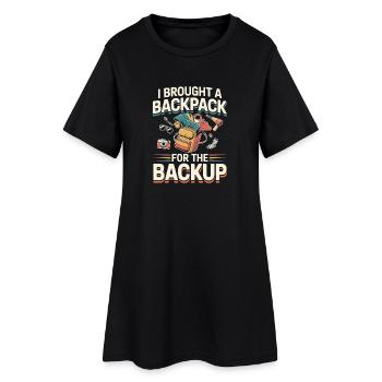 Voyage, randonnée avec sac à dos, monde chaotique Découvrir - Robe T-shirt Femme - noir - Devant