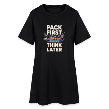 Passport as a template for the traveler - Women’s T-Shirt Dress - black - Front