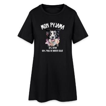 Pyjama Drôle Chien Border Collie - Robe T-shirt Femme - noir - Devant