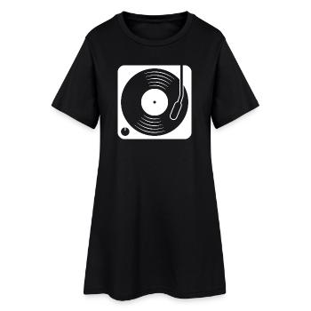 Platine vinyle avec album vinyle - Robe T-shirt Femme - noir - Devant
