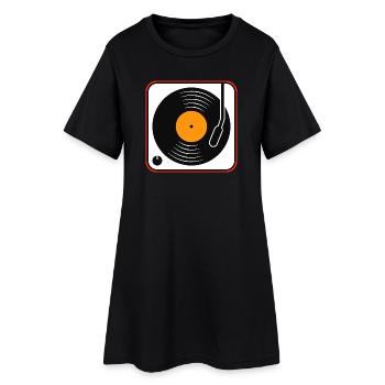 Album vinyle rétro sur platine - Robe T-shirt Femme - noir - Devant