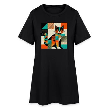 Geometric Cat Silhouette - Women’s T-Shirt Dress - black - Front