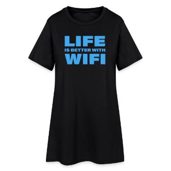 LIFE IS BETTER WITH WIFI - Women’s T-Shirt Dress - black - Front