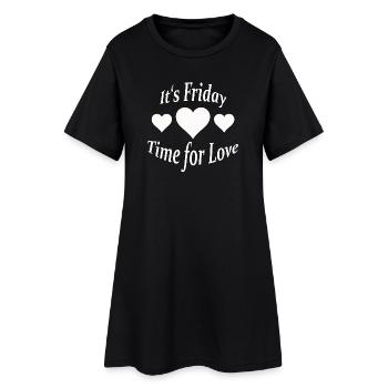 IT'S FRIDAY - Frauen T-Shirt-Kleid - Schwarz - Vorne