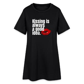 Embrasser est toujours une bonne idée. Faute de frappe, imprimer. - Robe T-shirt Femme - noir - Devant