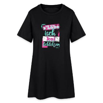 S'lebe isch koi Schlotzer - Frauen T-Shirt-Kleid - Schwarz - Vorne