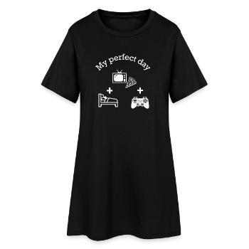 Gaming My Perfect Day - Video Gaming with Friends - Frauen T-Shirt-Kleid - Schwarz - Vorne