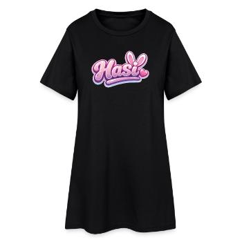 Hasl Herz Schriftzug Pink Glam - Frauen T-Shirt-Kleid - Schwarz - Vorne