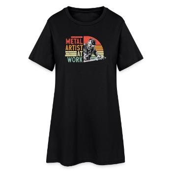 Artiste métal au travail - Robe T-shirt Femme - noir - Devant