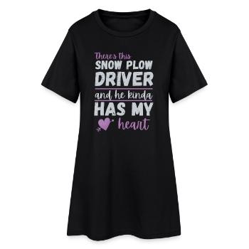 Conducteur de chasse-neige a mon cœur - Cadeau d’épouse romantique - Robe T-shirt Femme - noir - Devant