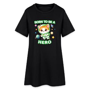 Born to Be a Hero Kitten Astronaut - Neutral 1 - Women’s T-Shirt Dress - black - Front