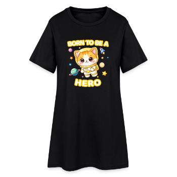 Born to Be a Hero Kitten Astronaut - Neutral 2 - Women’s T-Shirt Dress - black - Front