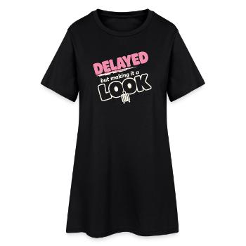 Travel anxiety humor, airport chaos, flying is - Women’s T-Shirt Dress - black - Front