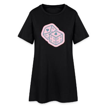 Cube de cœur en rose pastel - Robe T-shirt Femme - noir - Devant