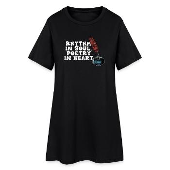 Rhythmus in der Seele, Poesie im Herzen - Frauen T-Shirt-Kleid - Schwarz - Vorne