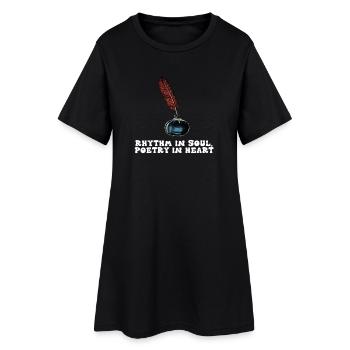 Plume d’âme, poésie dans le cœur - Robe T-shirt Femme - noir - Devant