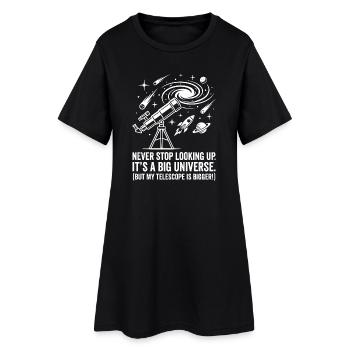 Teleskopträume im weiten Kosmos - Frauen T-Shirt-Kleid - Schwarz - Vorne
