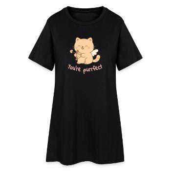You're Purrfect – Cupidon Cat - Women’s T-Shirt Dress - black - Front